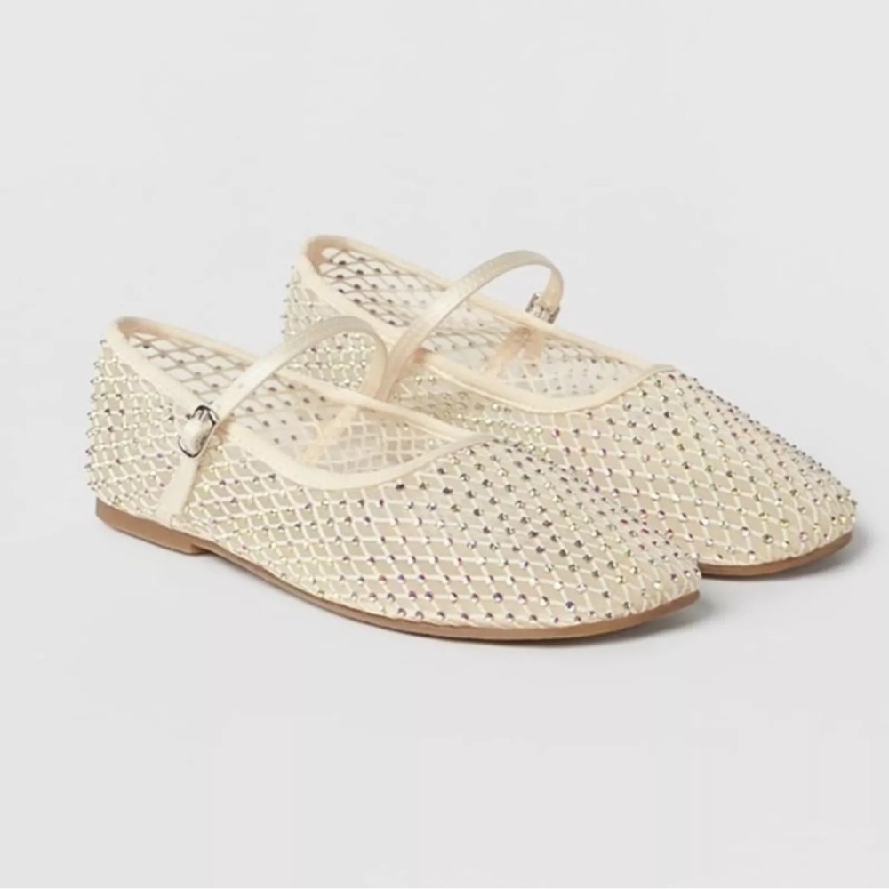 Cream Mesh Mary Jane Flats